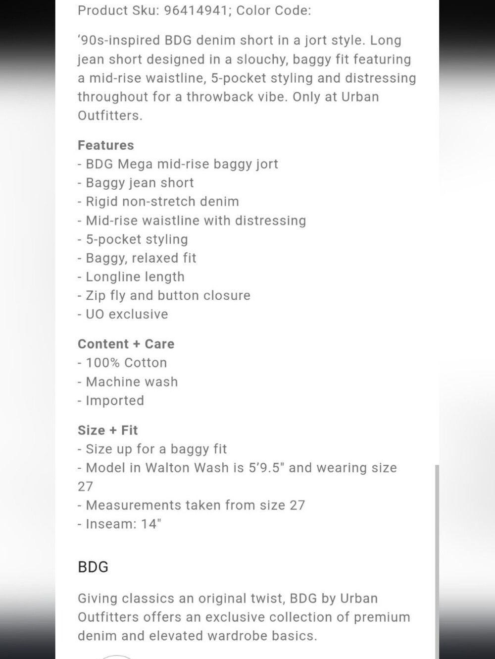 Urban Outfitters BDG Mega Mid-Rise Baggy Jorts - Picture 10 of 10